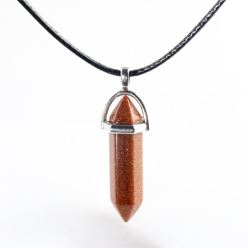 Красивое ожерелье из натурального кристалла с уникальным шестиугольным кулоном для исцеления