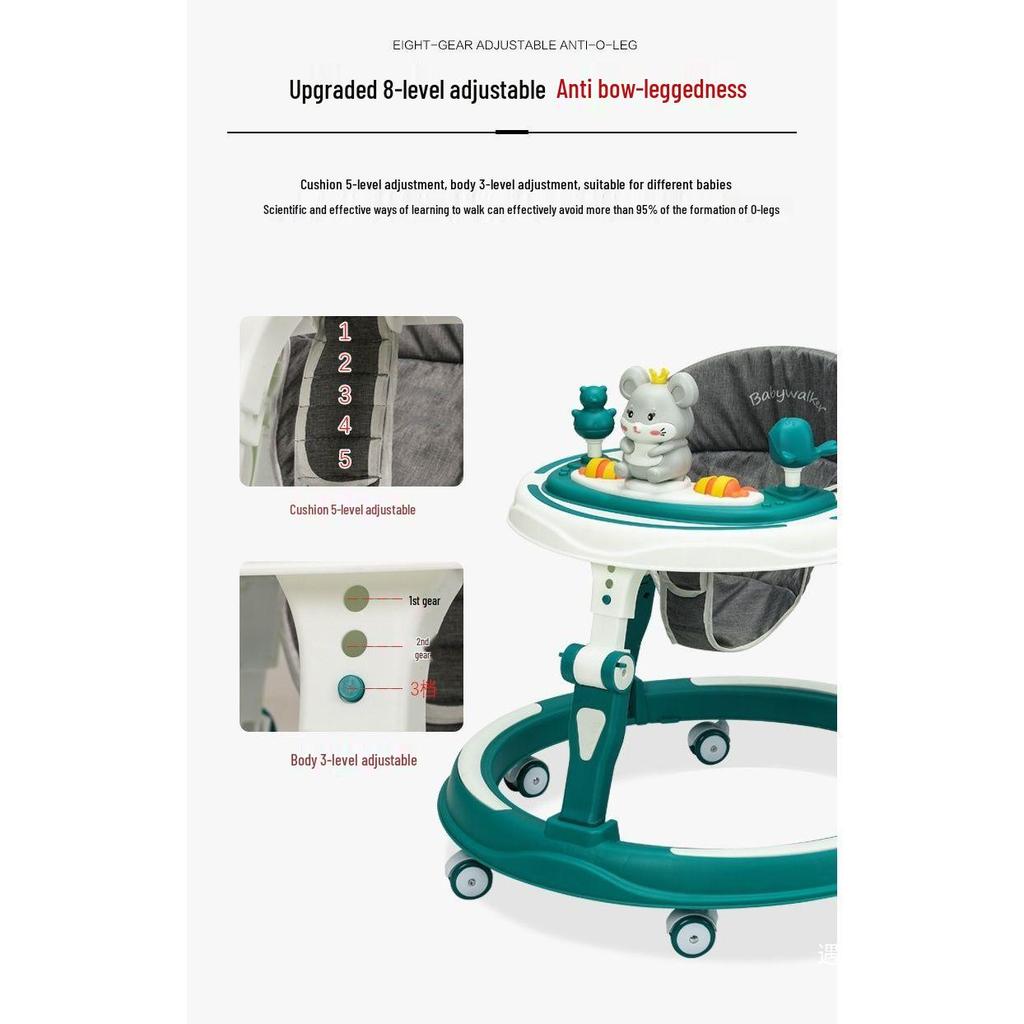 Multifunctional Baby Walker: Anti-Rollover, Anti-O-Leg, Sit-and-Push Learning Trolley