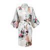 Women's Japanese-style Kimono Pajamas Short-sleeved Women's Printed Peacock Long Nightgown Simulation Silk Bathrobe