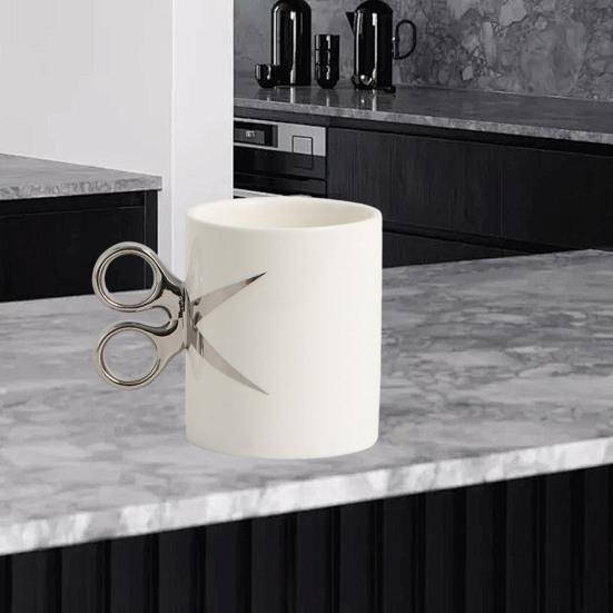 Керамическая кружка с ручкой в виде ножниц 350 мл, новинка, парикмахерская, чайная кружка для кофе, подарочная кружка с разноцветной глазурью