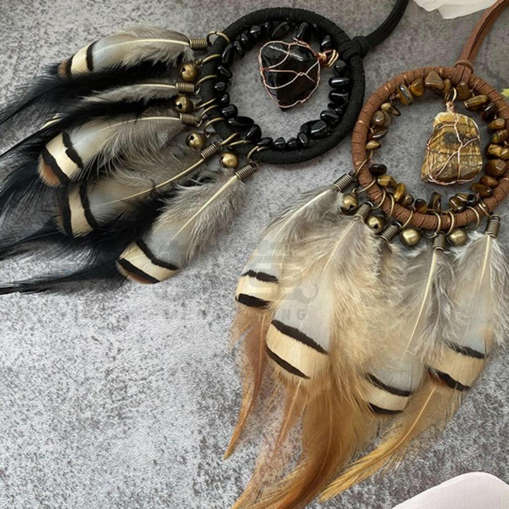 Crystal Stone Dreamcatcher Car Pendant Retro Car Hanging Ornament Car Interior Decoration
