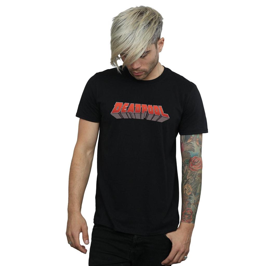 Marvel Mens Deadpool Text Logo T-Shirt