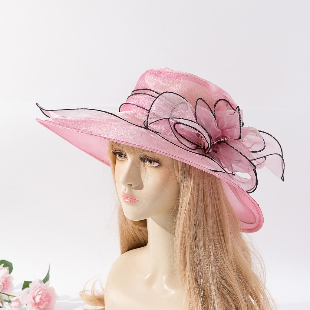 Новая французская сетчатая шляпа-цветок из органзы летняя модная трендовая брендовая шляпа с козырьком от солнца с большими полями ретро элегантная шляпа-аксессуар