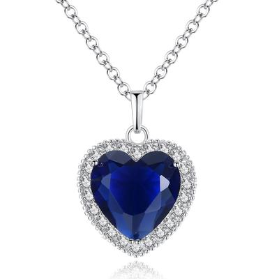 Titanic Ocean Heart Lady Blue CZ Серебряная цепочка с подвеской высокого качества с кристаллами от австрийской моды свадебные украшения