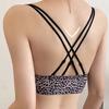 Leopard Print Front Button Bra Women's Beautiful Back Bra Women's Gathering and Adjustment Type Breast Collection Breathable Lace Bra