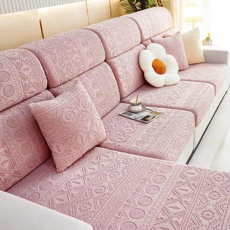 Эластичный регулируемый нескользящий чехол для диванной подушки, жаккардовые флисовые чехлы для углового дивана L-образной формы