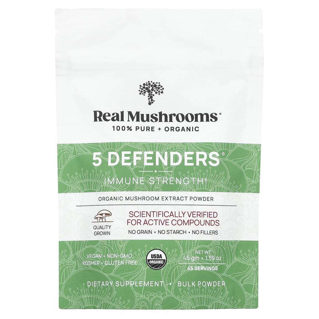 5 Defenders, Organic Mushroom Extract Powder, 45G(1.59Oz)