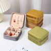 Velvet Jewelry Box Travel Portable Flannel Square Zipper Style Jewellery Storage Case  Gift Holder Ring Earring Holder
