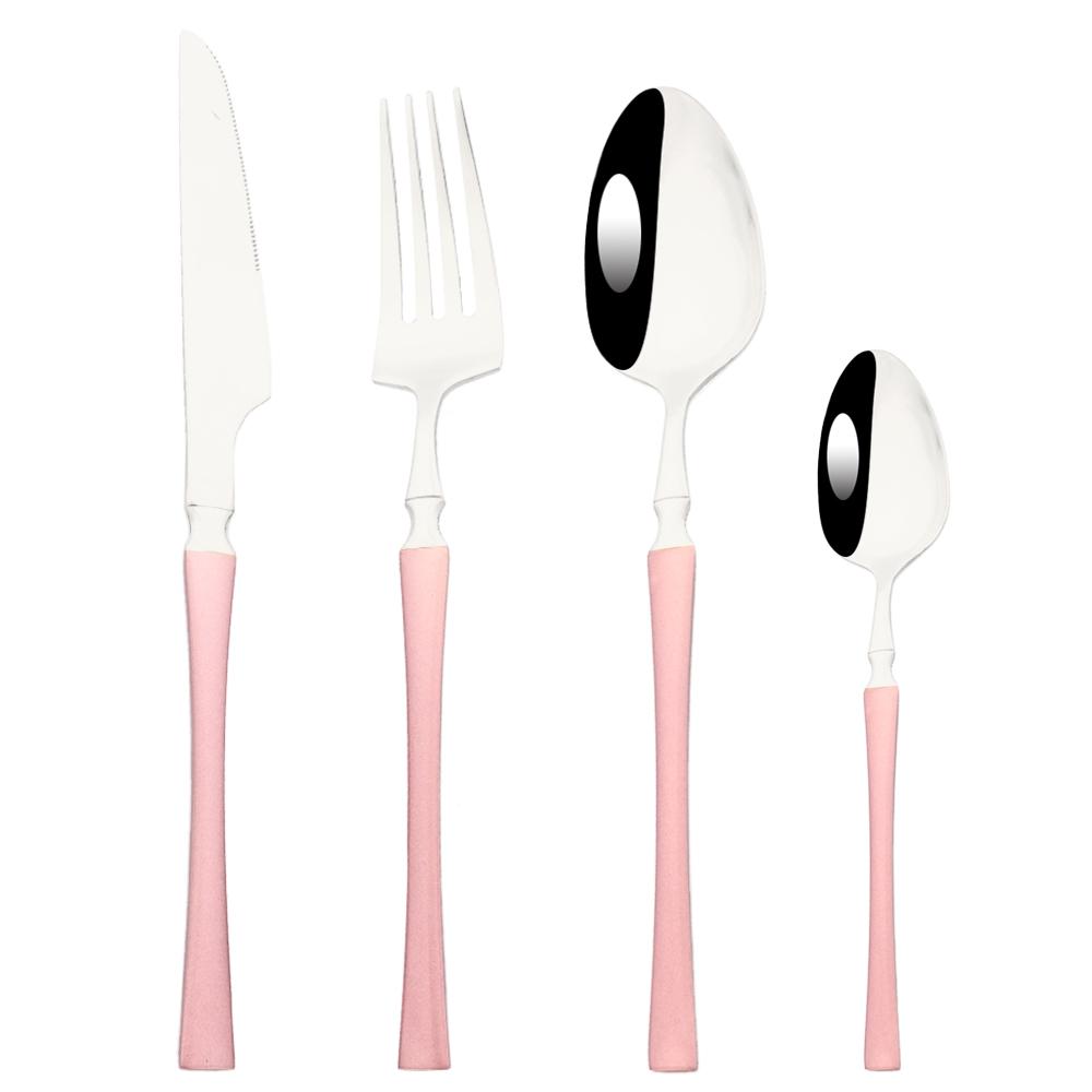 20Pcs (5set) Luxury Pink Gold Dinnerware Set Stainless Steel Flatware Cutlery Set Kitchen Fork Knife Spoon Tableware Silverware Set