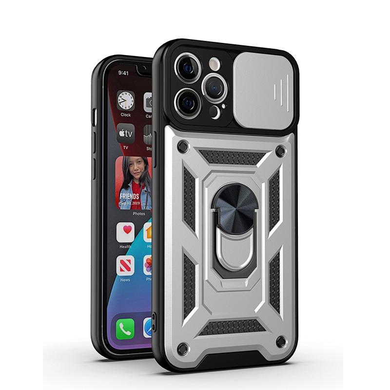 Slide Camera Lens Protective Case for iPhone 14 13 12 Pro Max XS XR 7 8 Plus Military Metal Bumpers Armor Cover For Samsung S21 S20 A12 A52 A72