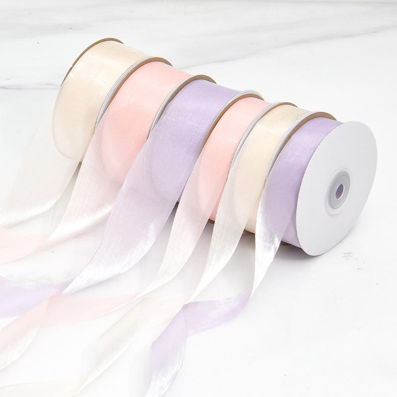Hibiscus Satin Transparent Glass Yarn Mesh Yarn Ribbon Flower Cake Ribbon Colorful Ribbon Bow Material Ribbon Bow DIY Flower Handmade