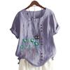 Trendy Ladies' Short Sleeve Top with 11 Colorful Floral Patterns and Round Neck