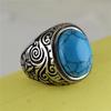Retro European and American Turquoise Pattern Alloy Men's Ring
