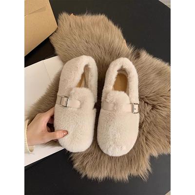 Французский вечерний ветер пряжка ремня обувь Мао Мао женская 2025 новая универсальная и удобная обувь Doudou на плоской подошве с одним ремешком