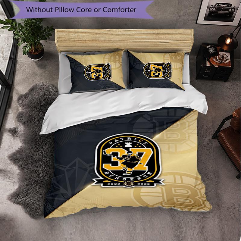 Boston Bruins Pattern Microfiber 3Pcs Bedding Set Decor Duvet Cover Set For Bedroom Home Use