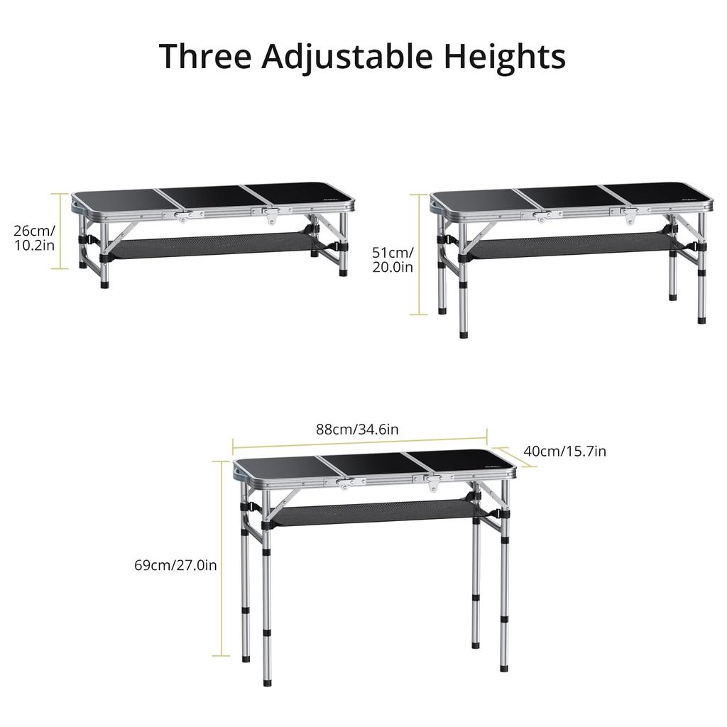 Anbte Складной Кемпинговый Высота как для Открытого воздуха, так и для Помещений Максимальный Сделан из Поставляется с Хранением Легкий и Идеальный для и Пляжный Стол, 3-уровневый