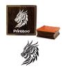 Printtoo Dragon Head Pattern Square Wooden Rubber Stamp Crafting Textile Stamps-3 X 3