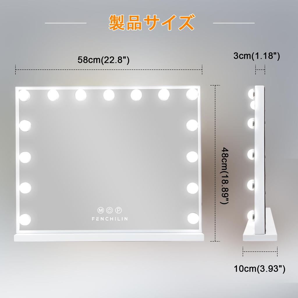 FENCHILIN Makeup Actress Hollywood For Wall Includes USB Three Color Lighting Stepless Includes 15 LED 10x Magnifying 58x46cm Mirror, Mirror, Mirror,