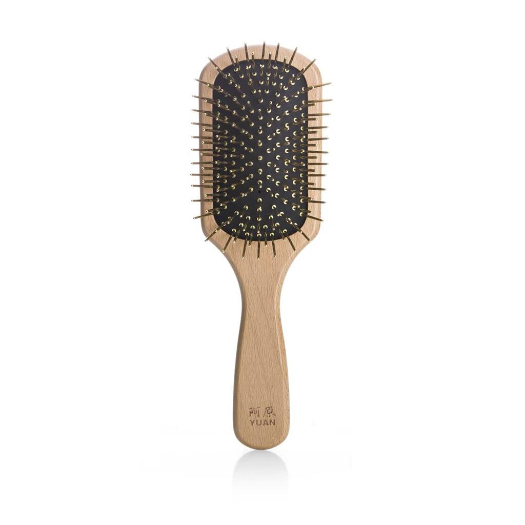 Paddle Golden 24K Scalp Красивая блестящая щетка Ahara/YUAN, расческа, покрытая, расческа, роскошь, волосы,