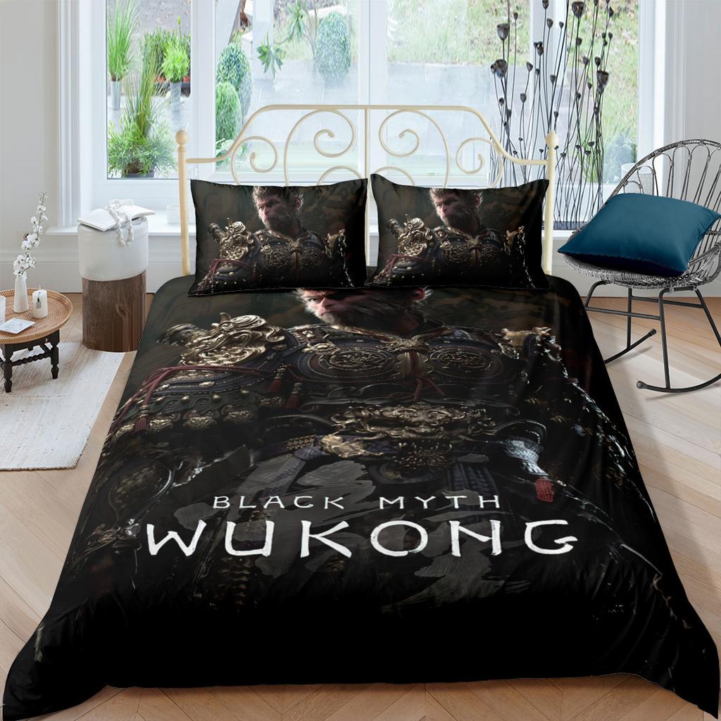 Black Myth Wukong Игровой Трехсекционный Комплект Цифровой Печати Покрывало Постельное Белье Модный Бренд