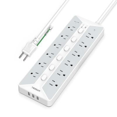 Смеситель с выключателем, удлинитель 2 м, USB-розетка TESSAN, 12 розеток переменного тока, 3 порта USB, настольный смеситель, настенный многофункциональный смеситель, OA-смеситель с широкой розеткой, ножка Octopus