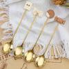 Dessert Spoon Long Handle Food Grade Stainless Steel Cute Cookie Bowknot Design Coffee Stirring Spoon