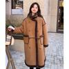 Korean Style Winter Lamb Fur Loose Coat for Women Thick Warm Long  Fleece Lined Jacket