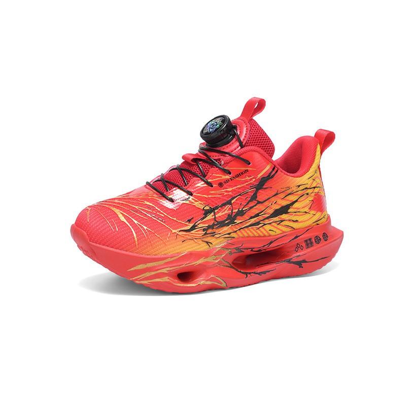 Boys Running Shoes Kids 7-16 Years Lightweight Breathable Mesh Sneakers Anti-Slip Sport In Red