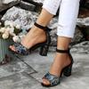 Модные женские сандалии туфли на высоком каблуке массивный каблук сандалии модные женские ремешки на щиколотке повседневная пляжная обувь 45 большой размер