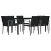 VidaXL 7-piece Garden Dining Set Cushions Braided Resin Steel 3186967