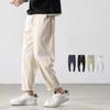 Весенне-осенние пляжные брюки однотонные хлопково-льняные свободные на кулиске на пуговицах модные повседневные брюки мужская одежда