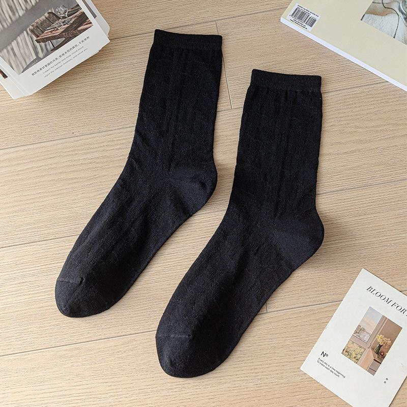 Женские тонкие однотонные кружевные сетчатые полые дышащие присборенные простые бесшовные носки-трубы из хлопка