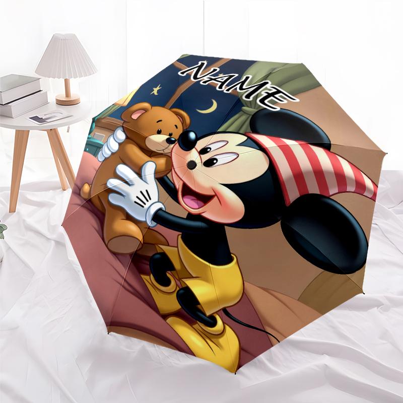 Personalized Name M-Mickey Print Umbrella - Automatic Open/Close, Eight-Rib Durable Frame, Automatic Folding Umbrella