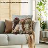 Three Girls Floral Pillow Cover 2D Embroidered Print Boho Friendship Wildflower Cushion Case For Sofa Bed Couch