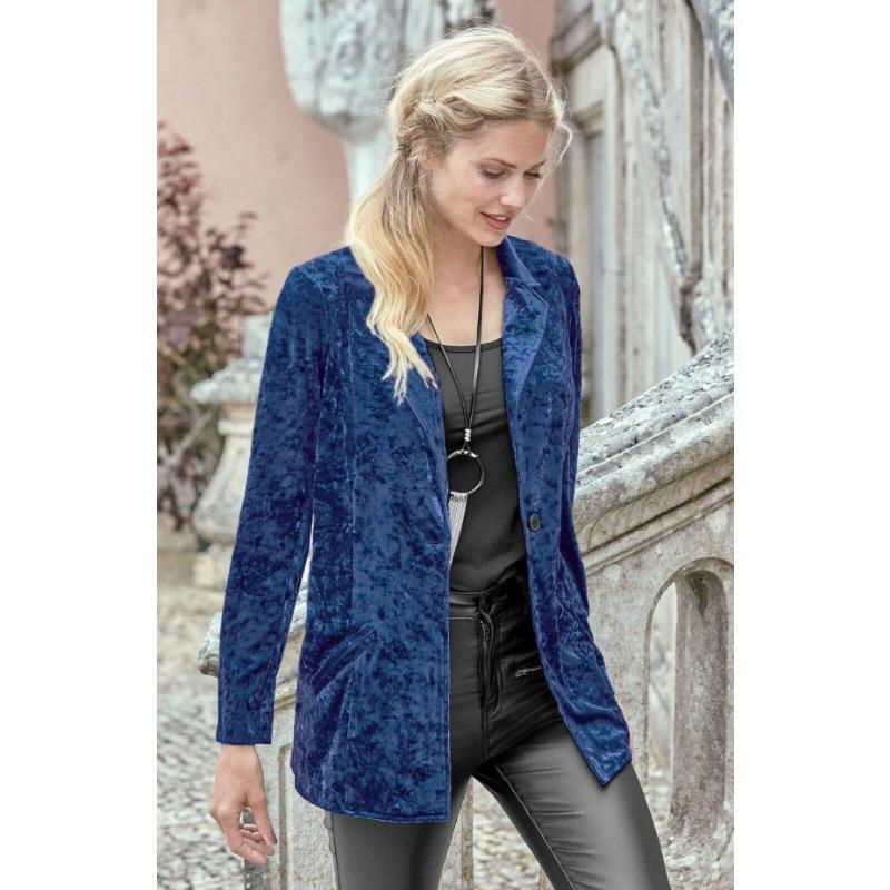 Весна Осень Блейзер Костюм Женский Одно Пуговица Повседневный Бархатный Костюм Куртка для Женщин Пальто