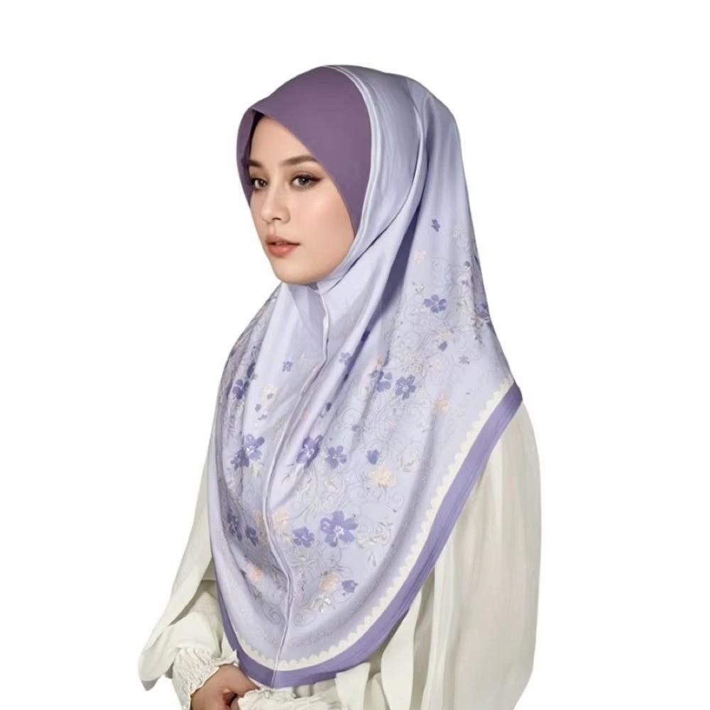 Floral Print Floral Turban Versatile Women Headscarf Malaysia Hijab Head Wrap for Women