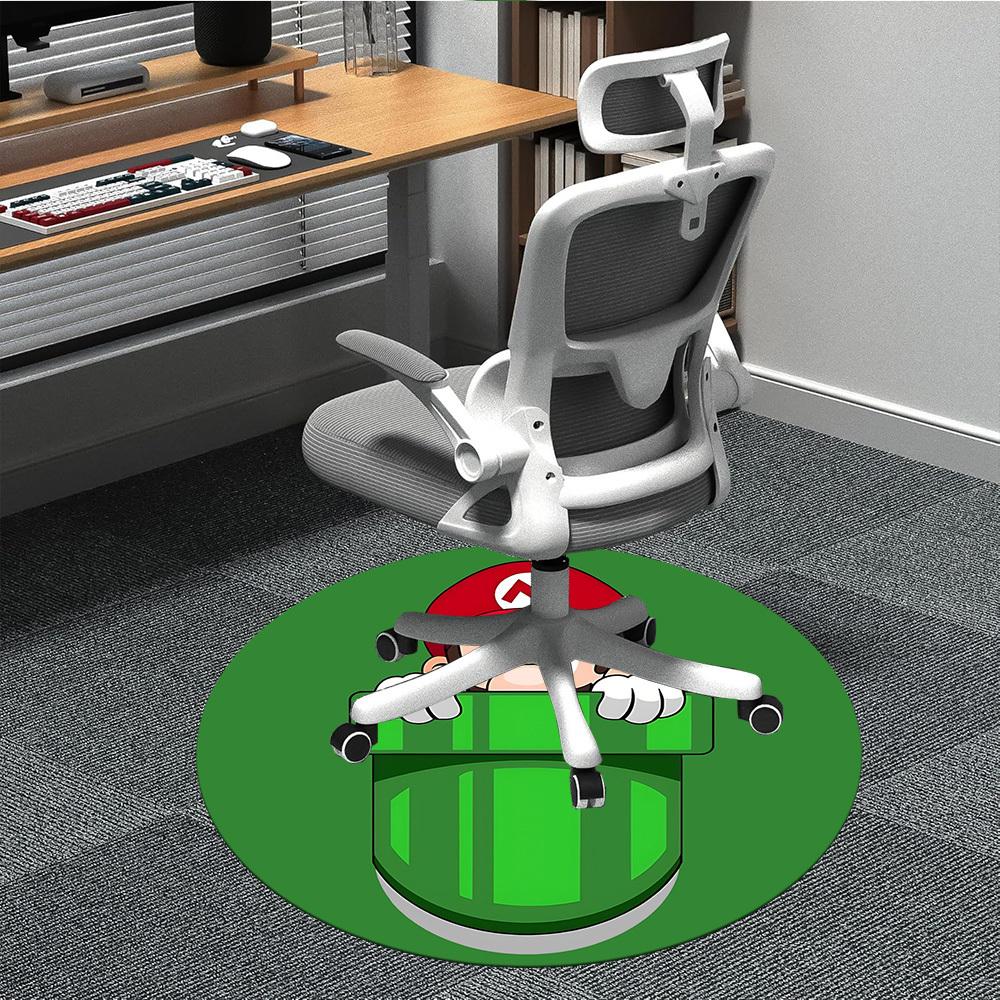 1pc Mario Office Round Area Rug, Under Office Chairs Bedroom Living Room Home Decor a1022225