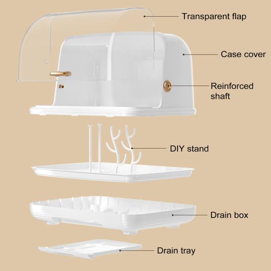 Baby Bottle Drying Rack with Cover 360-Degree Sealing Kitchen Cabinet Organizer Bottle