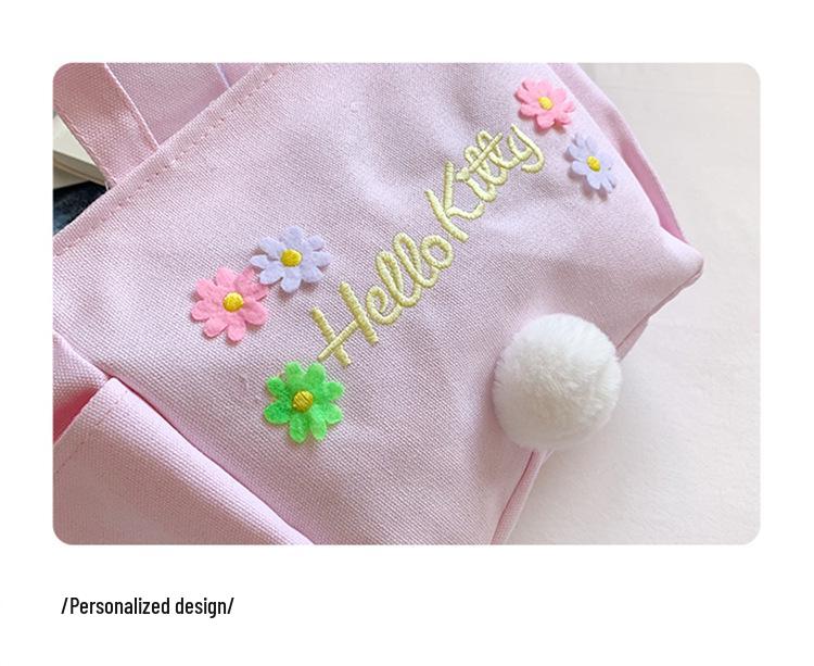 Милая холщовая сумка-тоут для ланча с кроличьими ушками и цветочной мелодией