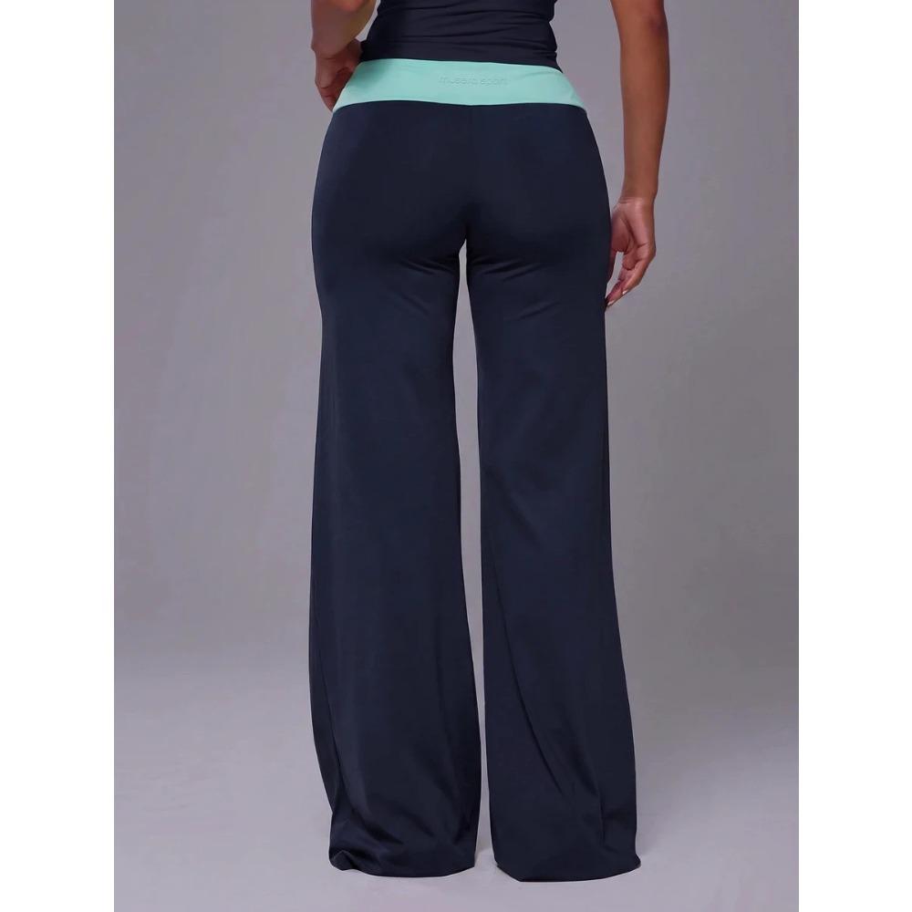 Sports Trousers: Colour-blocked Waistband, Casual and Stylish, Slimming, High-waisted, Bum-lifting, Slightly Flared Yoga Trousers