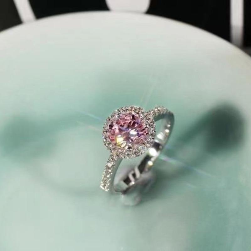 Романтическое инкрустированное розовым бриллиантом помолвочное кольцо с драгоценным камнем, кольца для женщин, модные и элегантные свадебные украшения, регулируемые