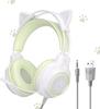 YIK TUNG Cat Ear Gaming Wired Headphones 40MM Speakers with RGB USB Soft Protective Good Sound Adjustable Compatible with Language New Japanese