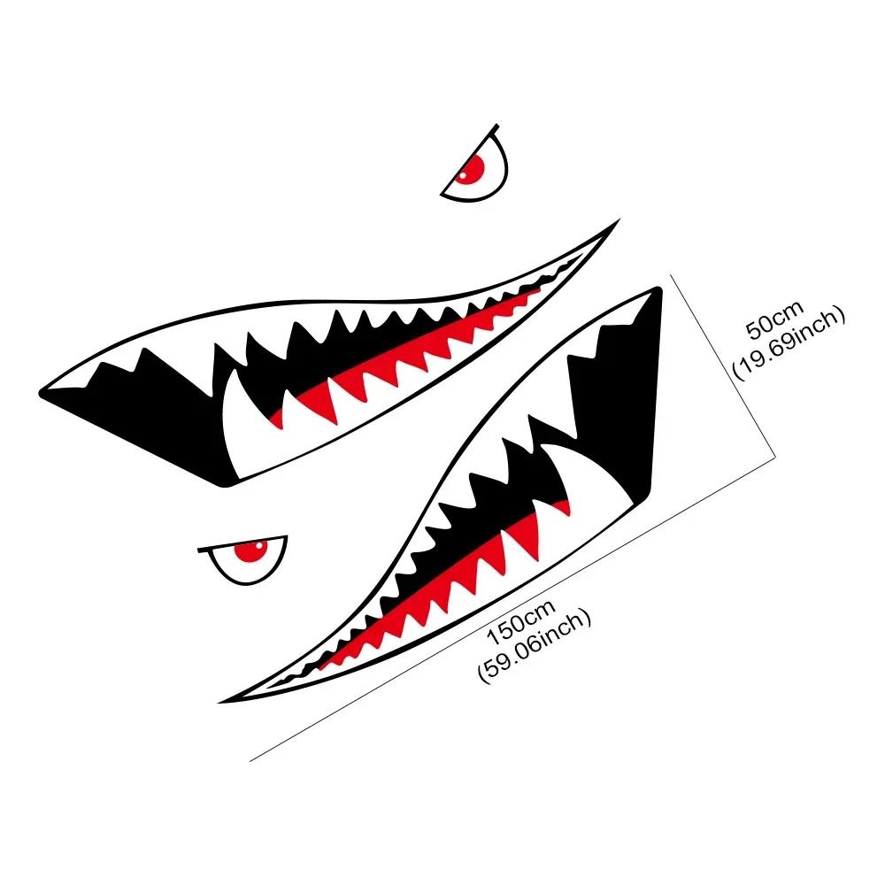 2PCS Shark Mouth Teeth Die Cutting Car Stickers Window Bumper Vinyl Decals Personalized Auto Body Decoration Decals Accessories