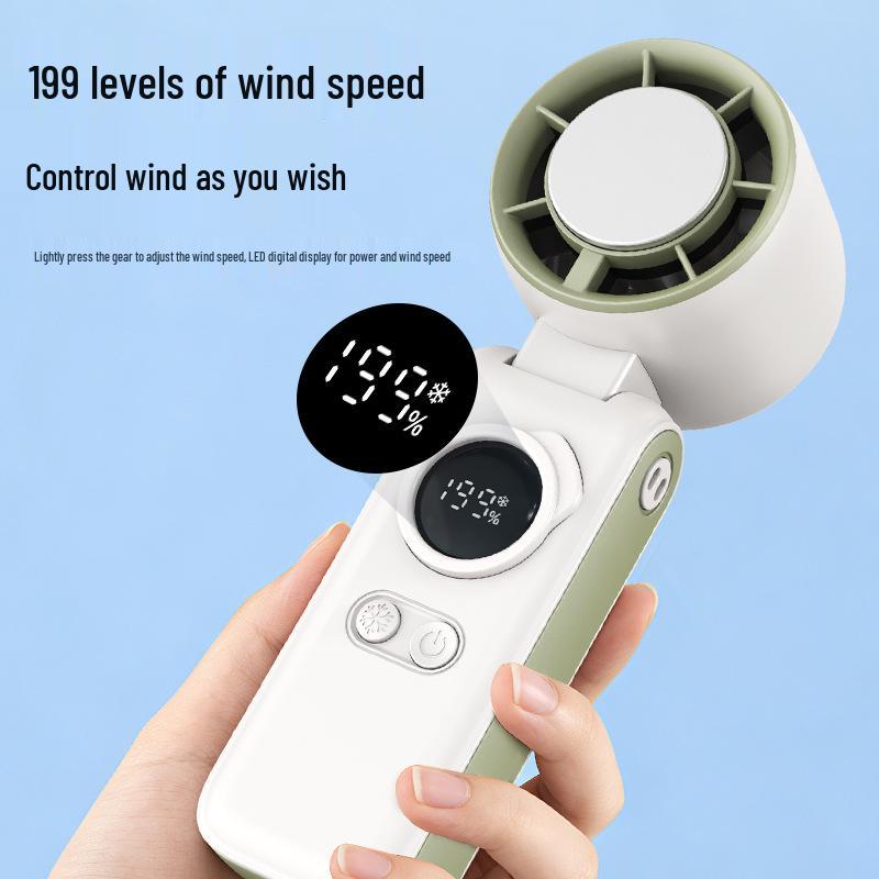 Portable Rechargeable Turbo Ice Pack Handheld Neck Fan with Digital Display