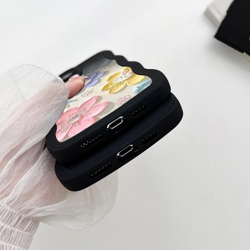 Мягкий чехол для телефона в форме волны с цветами для Realme C53 C55 Redmi Note 12 Note 11 Pro Samsung S23 Ultra A53 A52 Vivo V23e Y35 Y02 IPhone Tecno Spark Cover