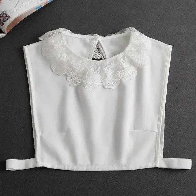 Fashion Front Tie White Fake Collar for Women Stand Detachable Collar Fake Girls Vintage Lace Ladies False Blouse Collar