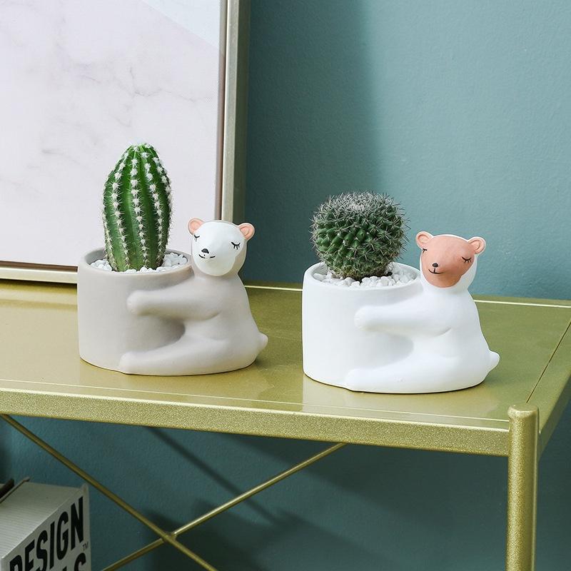 Cute Animal Flower Pot Ceramic Planter Home Decor Desktop Art Ornaments Bonsai Succulent Pot Plant Pot Garden Decoration