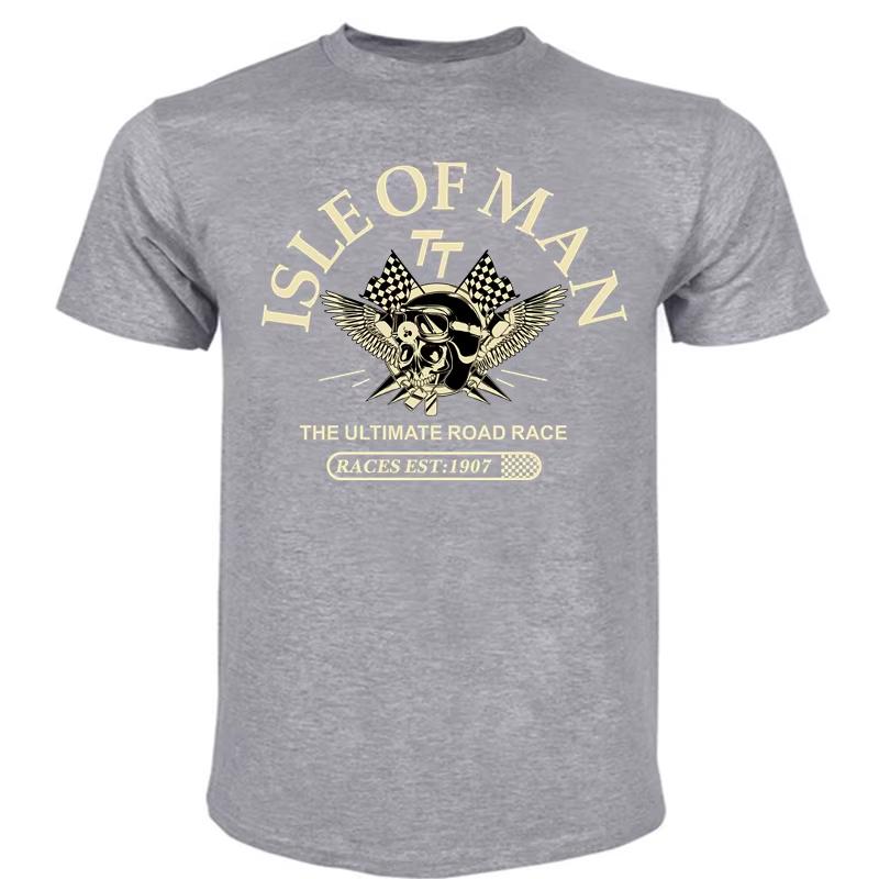 Футболка мужская хлопковая Isle of Man TT Races The Ultimate Road Race EST1907 Skull Helmet T-Shirt Fashion T-Shirt