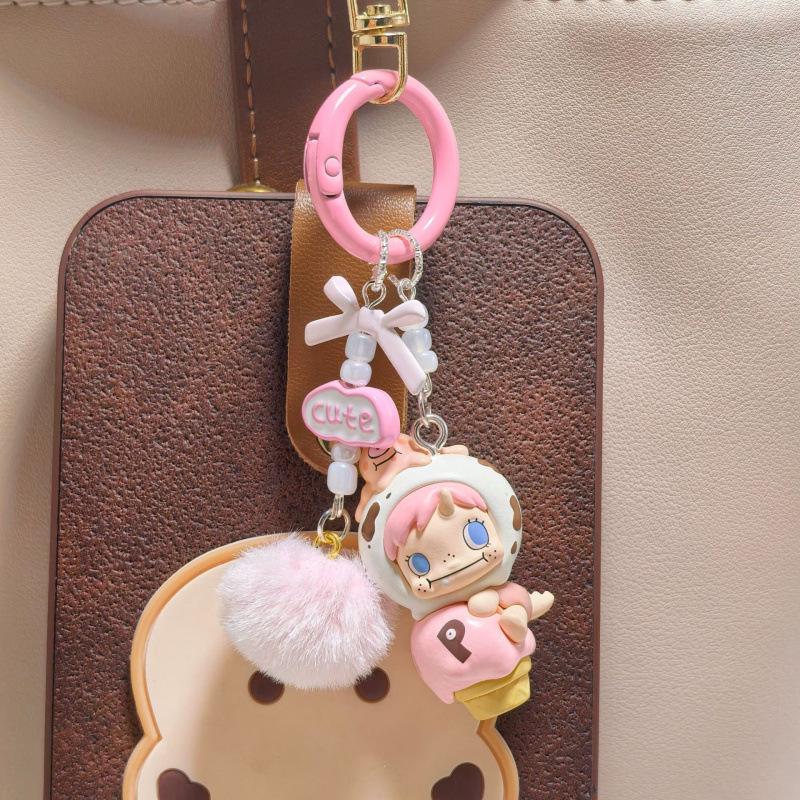 Оригинальная цепочка для телефона и брелок Pop Mart серии Hug в виде мороженого, подвеска из зернистой кожи для женской сумки