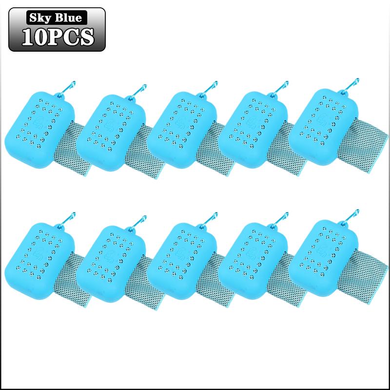 10PCS Portable Mini Silica Gel Set Cold Towel Polyester Fiber Outdoor Cooling Towel Fitness Sports Gym Run Quick Dry Cool Towel